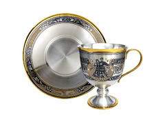 Серебряный чайный набор с черневым рисунком «Кадриль»